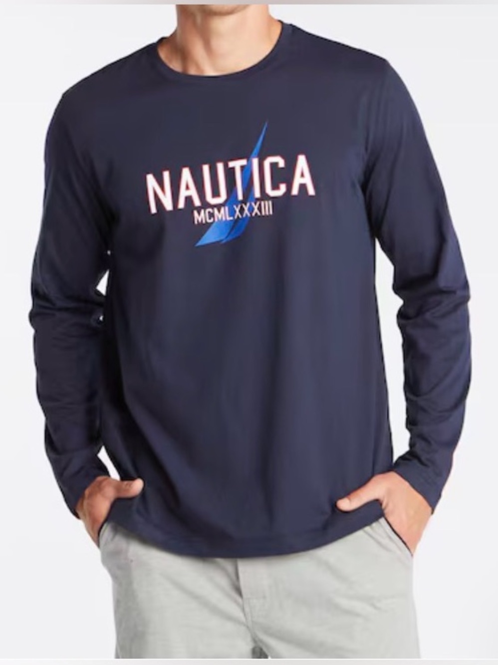 Men’s Nautica Long Sleep Sleeve Shirt Navy Size XXL New With Tags